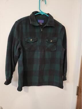 Lil' Hickory Boys' Green and Black Plaid Cotton Pullover Shirt Jacket Size L